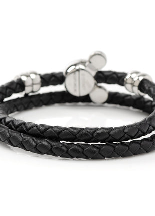 Disney Mickey Silhouette Black Double Wrapped Leather Bracelet