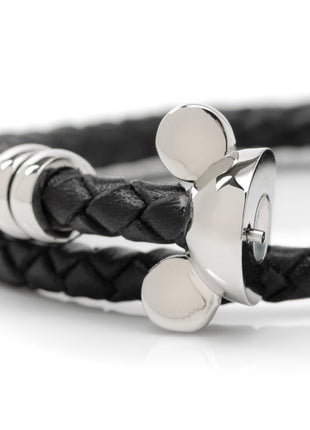 Disney Mickey Silhouette Black Double Wrapped Leather Bracelet
