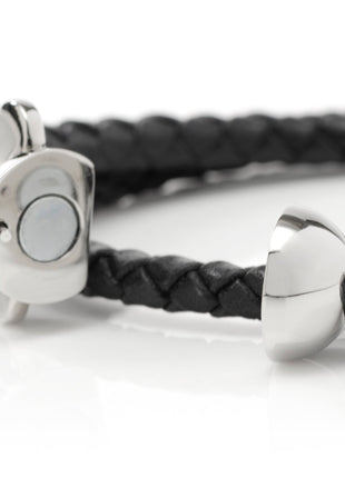 Disney Mickey Silhouette Black Double Wrapped Leather Bracelet