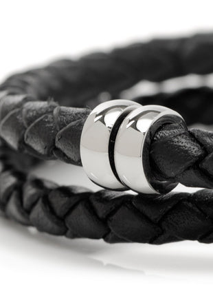 Disney Mickey Silhouette Black Double Wrapped Leather Bracelet