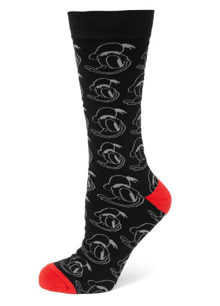 Disney Donald Duck Patterned Black Socks and Mickey Mouse Blue Lapel Pin Gift Set