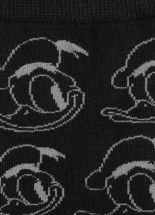 Disney Donald Duck Patterned Black Socks and Mickey Mouse Blue Lapel Pin Gift Set