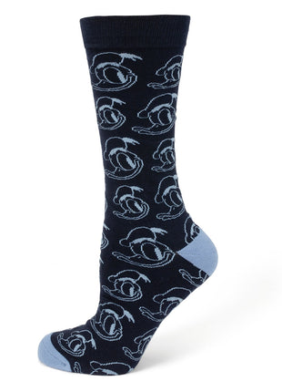 Disney Donald Duck Patterned Blue Socks and Mickey Mouse Blue Lapel Pin Gift Set