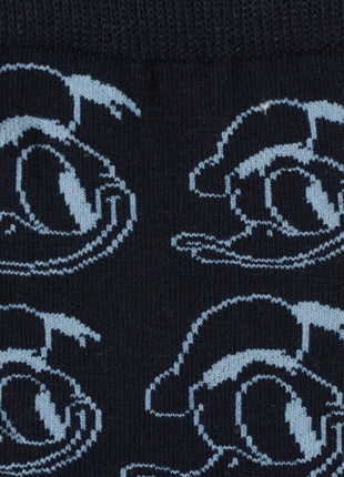 Disney Donald Duck Patterned Blue Socks and Mickey Mouse Blue Lapel Pin Gift Set