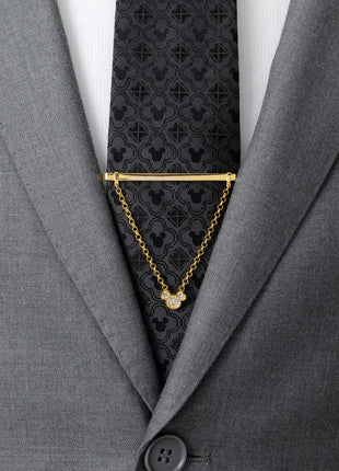 Disney Mickey Mouse Gold Crystal Chain Tie Bar