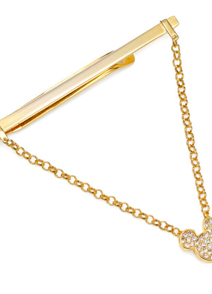 Disney Mickey Mouse Gold Crystal Chain Tie Bar