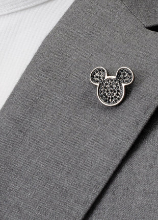 Disney Mickey Mouse Black Pave Crystal Lapel Pin