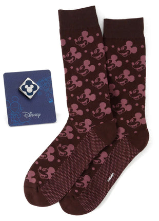 Disney Mickey Mouse Red Dot Socks and Blue Lapel Pin Gift Set