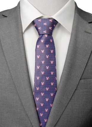 Disney Mickey Mouse Purple and Pink Dot Silhouette Tie