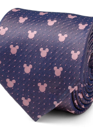 Disney Mickey Mouse Purple and Pink Dot Silhouette Tie
