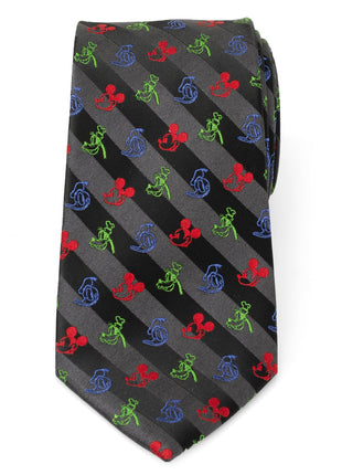 Disney Mickey and Friends Multi Black Stripe Men's Tie