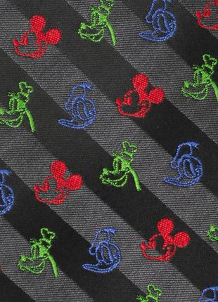 Disney Mickey and Friends Multi Black Stripe Men's Tie
