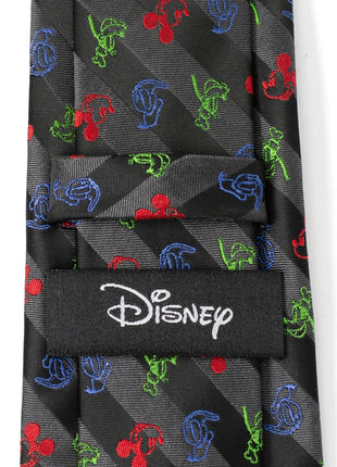Disney Mickey and Friends Multi Black Stripe Men's Tie