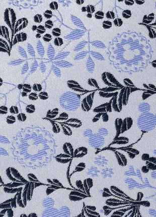 Disney Mickey Mouse Floral Silhouette Blue and White Tie
