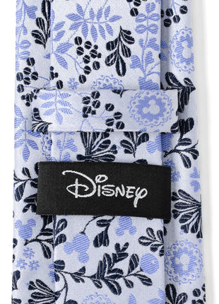 Disney Mickey Mouse Floral Silhouette Blue and White Tie