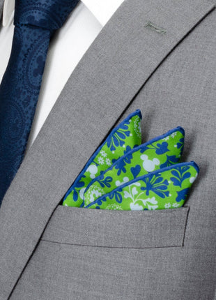 Disney Mickey Mouse Floral Green Pocket Square