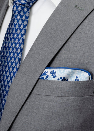 Disney Mickey Mouse Floral White Pocket Square