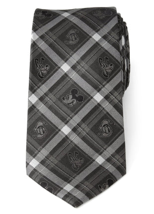 Disney Mickey and Friends Charcoal Plaid Men's Tie