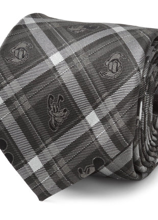 Disney Mickey and Friends Charcoal Plaid Men's Tie