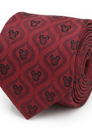 Disney Mickey Mouse Holiday Metallic Black Silk Men's Tie