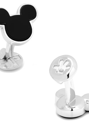 Disney Mickey Mouse Sterling Silver and Onyx Cufflinks