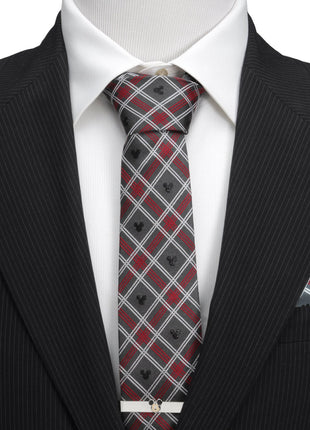 Disney Mickey Mouse Holiday Gray Plaid Silk Men's Tie