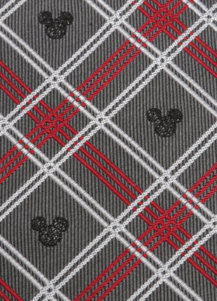Disney Mickey Mouse Holiday Gray Plaid Silk Men's Tie
