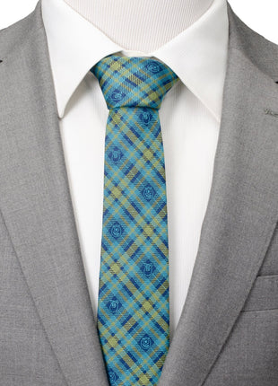 Disney Pixar Monsters Inc. Plaid Blue and Green Tie