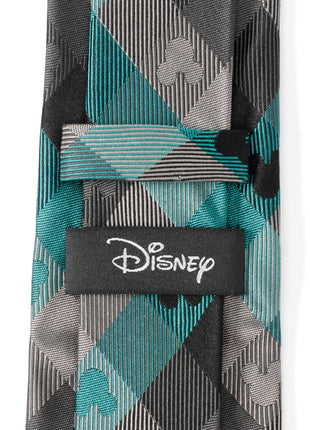 Disney Mickey Mouse Silhouette Teal Plaid Men's Tie
