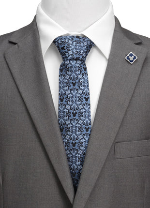 Disney Mickey Mouse Damask Tile Blue Men's Tie