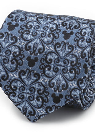 Disney Mickey Mouse Damask Tile Blue Men's Tie