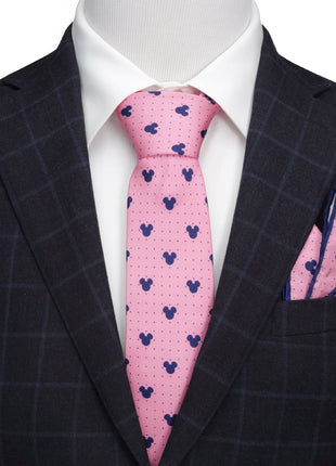 Disney Mickey Mouse Dot Pink Tie and Pocket Square Gift Set