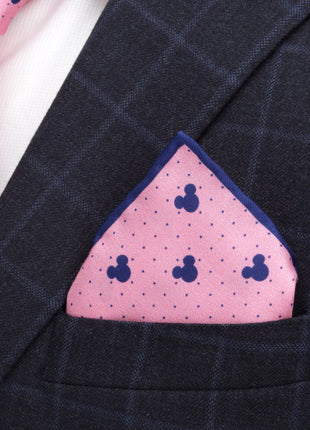 Disney Mickey Mouse Dot Pink Tie and Pocket Square Gift Set