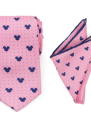 Disney Mickey Mouse Dot Pink Tie and Pocket Square Gift Set