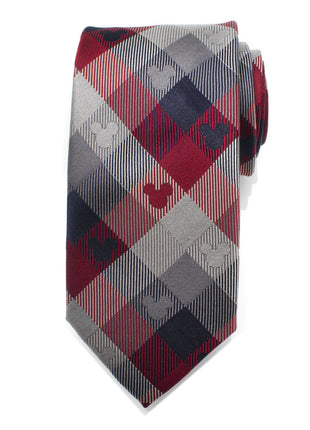 Disney Mickey Mouse Red and Blue Plaid Men's Tie