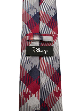 Disney Mickey Mouse Red and Blue Plaid Men's Tie