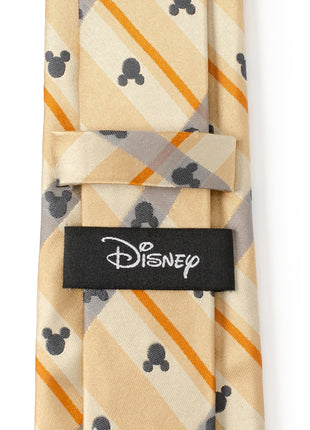 Disney Mickey Mouse Silhouette Tan Plaid Tie