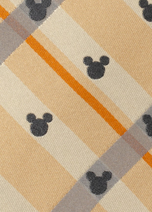 Disney Mickey Mouse Silhouette Tan Plaid Tie
