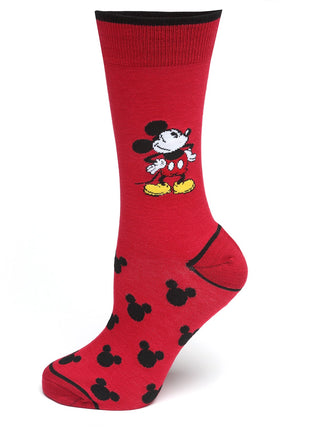 Disney Mickey Mouse Pie-Eyed Red Sock and Mickey Blue Lapel Pin Gift Set