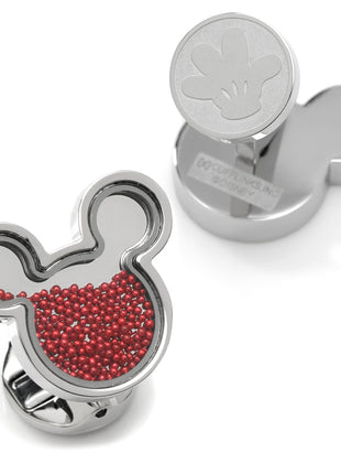 Disney Mickey Mouse Silhouette Red Caviar Bead Cufflinks