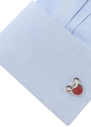 Disney Mickey Mouse Silhouette Red Caviar Bead Cufflinks