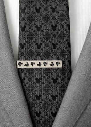 Disney Mickey Mouse Silhouette Cutout Silver Tie Bar