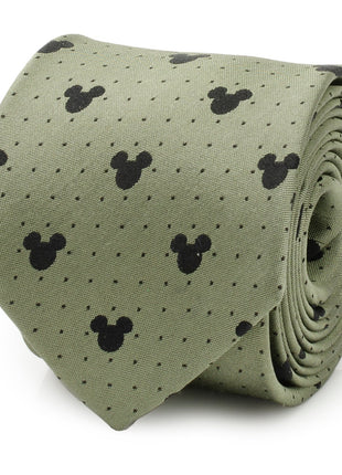 Disney Mickey Mouse Silhouette Dot Green Men's Tie