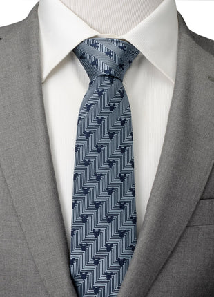 Disney Mickey Mouse Silhouette Blue Herringbone Men's Tie