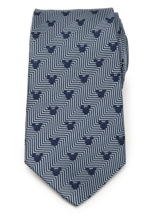 Disney Mickey Mouse Silhouette Blue Herringbone Men's Tie