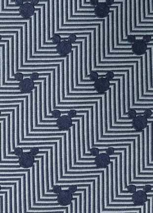 Disney Mickey Mouse Silhouette Blue Herringbone Men's Tie