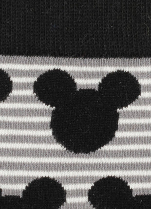 Disney Mickey Mouse Stripe Gray Sock and Mickey Blue Lapel Pin Gift Set