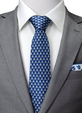 Disney Mickey Mouse Silhouette Pattern Dot Blue Tie