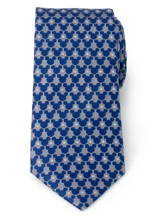 Disney Mickey Mouse Silhouette Pattern Dot Blue Tie