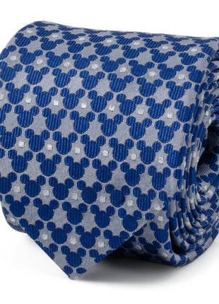 Disney Mickey Mouse Silhouette Pattern Dot Blue Tie